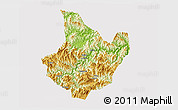 Physical 3D Map of Yunhe, cropped outside