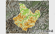 Physical 3D Map of Yunhe, darken, semi-desaturated