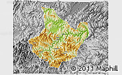 Physical 3D Map of Yunhe, desaturated