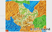 Physical 3D Map of Yunhe, political outside