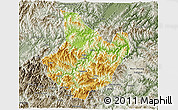 Physical 3D Map of Yunhe, semi-desaturated