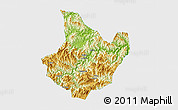 Physical 3D Map of Yunhe, single color outside