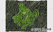 Satellite 3D Map of Yunhe, darken, semi-desaturated