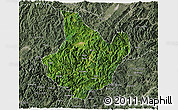 Satellite 3D Map of Yunhe, semi-desaturated