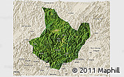 Satellite 3D Map of Yunhe, shaded relief outside