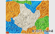 Shaded Relief 3D Map of Yunhe, political outside