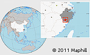 Gray Location Map of Yunhe, highlighted country, highlighted parent region
