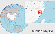 Gray Location Map of Yunhe, highlighted country