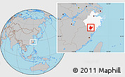 Gray Location Map of Yunhe, highlighted parent region