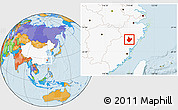 Political Location Map of Yunhe, highlighted country