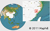 Satellite Location Map of Yunhe, highlighted country