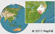 Satellite Location Map of Yunhe, highlighted parent region