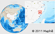 Shaded Relief Location Map of Yunhe, highlighted country