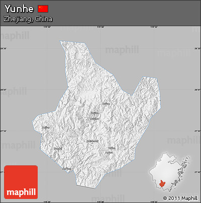 Gray Map of Yunhe, single color outside