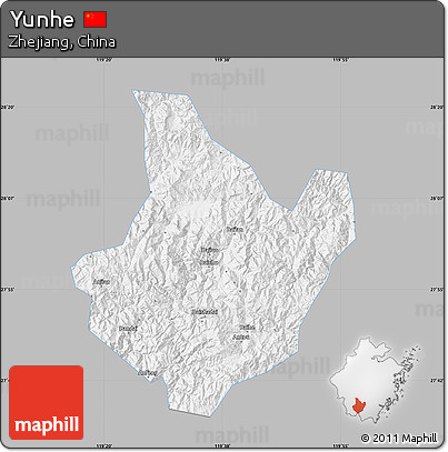 Gray Map of Yunhe, single color outside