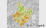 Physical Map of Yunhe, lighten, desaturated