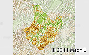 Physical Map of Yunhe, lighten