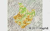 Physical Map of Yunhe, lighten, semi-desaturated