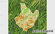Physical Map of Yunhe, satellite outside
