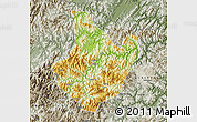 Physical Map of Yunhe, semi-desaturated
