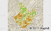 Physical Map of Yunhe, shaded relief outside
