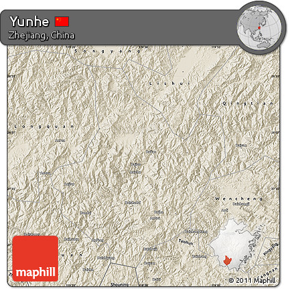 Shaded Relief Map of Yunhe