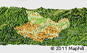 Physical Panoramic Map of Yunhe, satellite outside