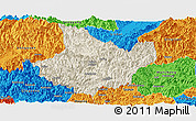 Shaded Relief Panoramic Map of Yunhe, political outside
