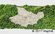 Shaded Relief Panoramic Map of Yunhe, satellite outside