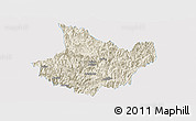 Shaded Relief Panoramic Map of Yunhe, single color outside