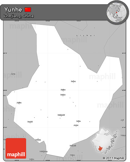 Gray Simple Map of Yunhe