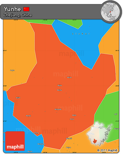 Political Simple Map of Yunhe