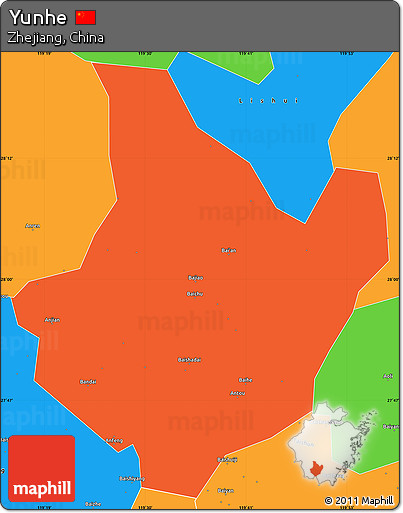 Political Simple Map of Yunhe