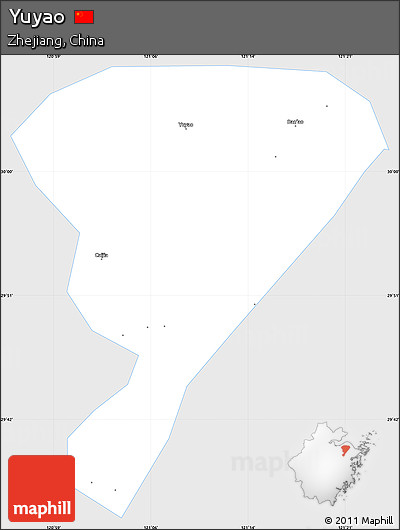 Silver Style Simple Map of Yuyao, single color outside