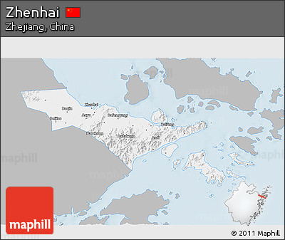 Gray 3D Map of Zhenhai, single color outside