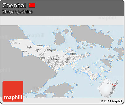 Gray 3D Map of Zhenhai, single color outside