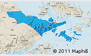Political 3D Map of Zhenhai, shaded relief outside