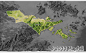 Satellite 3D Map of Zhenhai, darken, desaturated