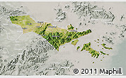 Satellite 3D Map of Zhenhai, lighten, semi-desaturated