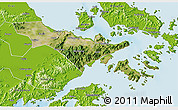 Satellite 3D Map of Zhenhai, physical outside