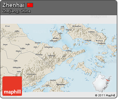 Shaded Relief 3D Map of Zhenhai