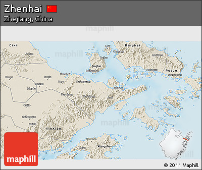 Shaded Relief 3D Map of Zhenhai