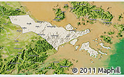Shaded Relief 3D Map of Zhenhai, satellite outside