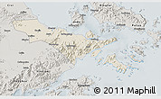Shaded Relief 3D Map of Zhenhai, semi-desaturated