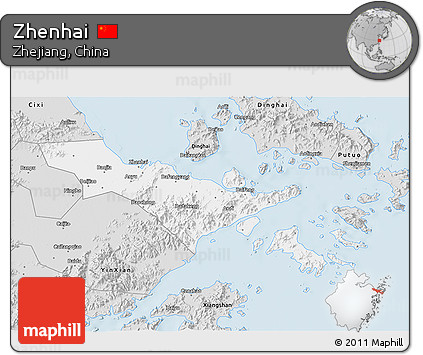 Silver Style 3D Map of Zhenhai