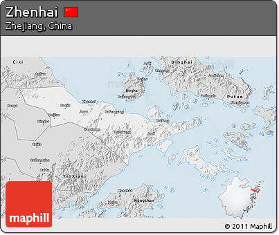 Silver Style 3D Map of Zhenhai