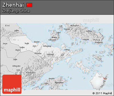 Silver Style 3D Map of Zhenhai