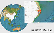 Satellite Location Map of Zhenhai, highlighted country
