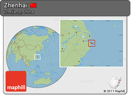 Savanna Style Location Map of Zhenhai