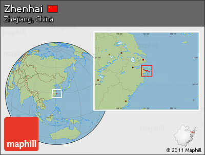Savanna Style Location Map of Zhenhai